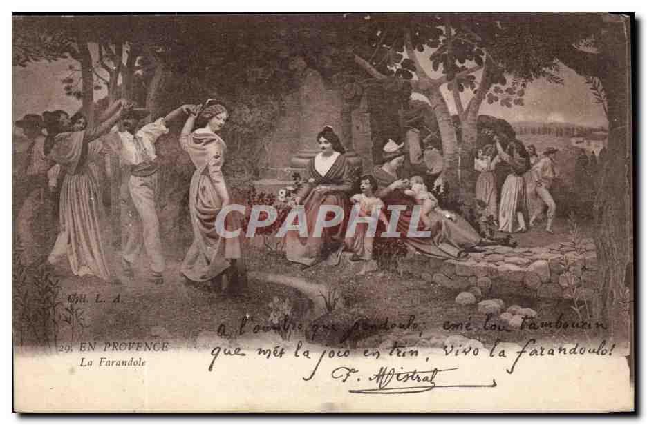 Fantaisie - Couple - En Provence - La Farandole - danse - dance - CPA 