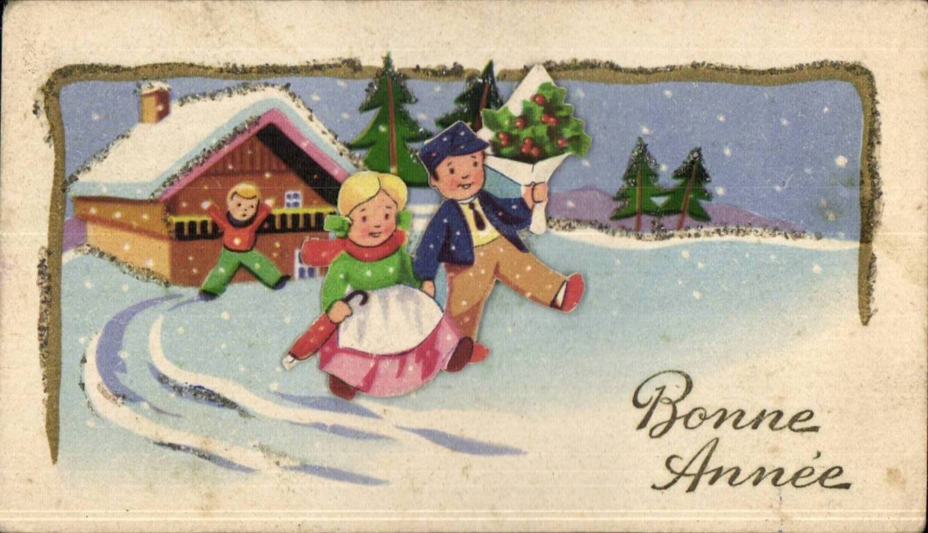 Fetes - Bonne Annee - cute scene - CPA 