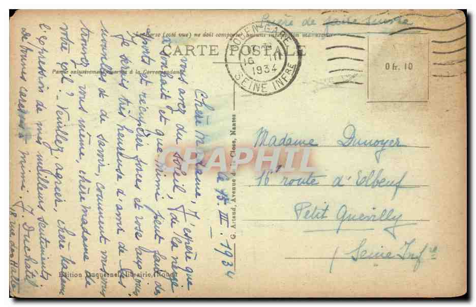 Rouen - Hotel Bourgtheroulde - CPA  — Verso