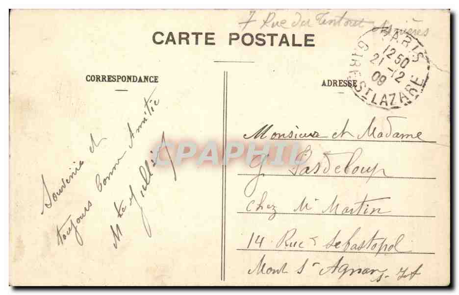 CPA Paris Place de la Concorde — Verso
