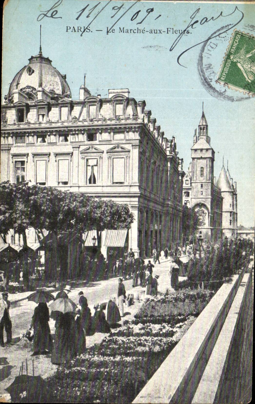 CPA Paris Le marche aux fleurs