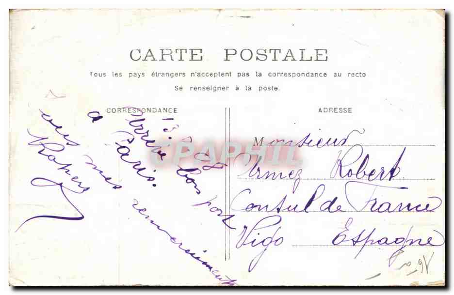CPA Paris Palais du Trocadero — Rückseite