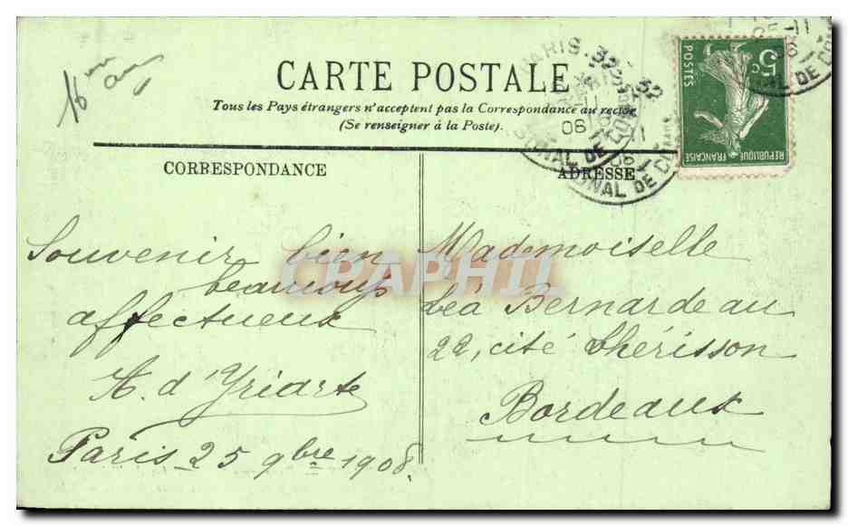 CPA Paris Panorama pris de l'arc de Triomphe sur les avenues du Bois et de la Grande armee — Rückseite