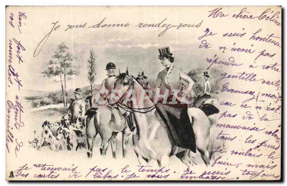 Chasse à cheval — Éditeur Tuck & Fils, Paris, série 854