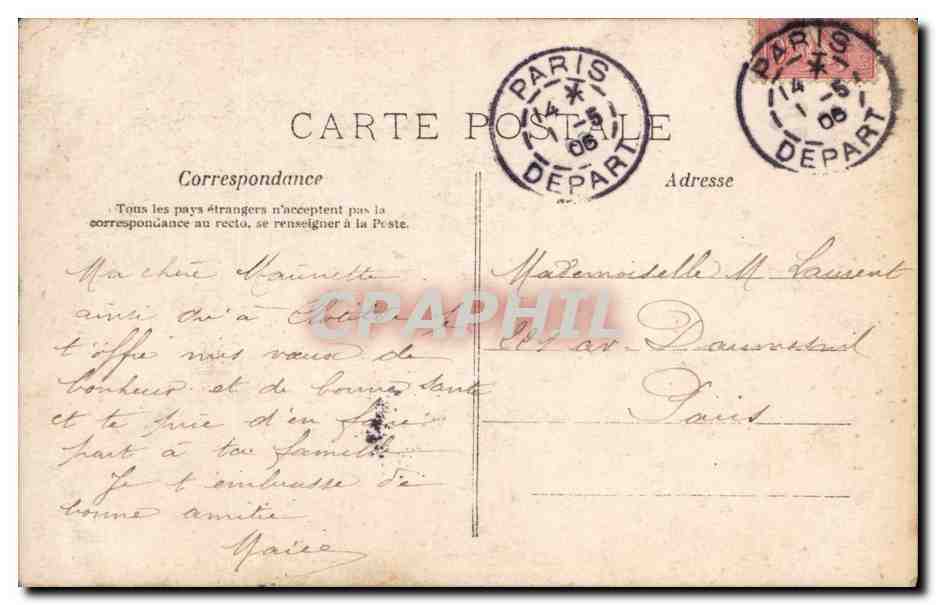Femme tenant un bouquet de muguet — A.M. MARIS, n° 398 — Reverso