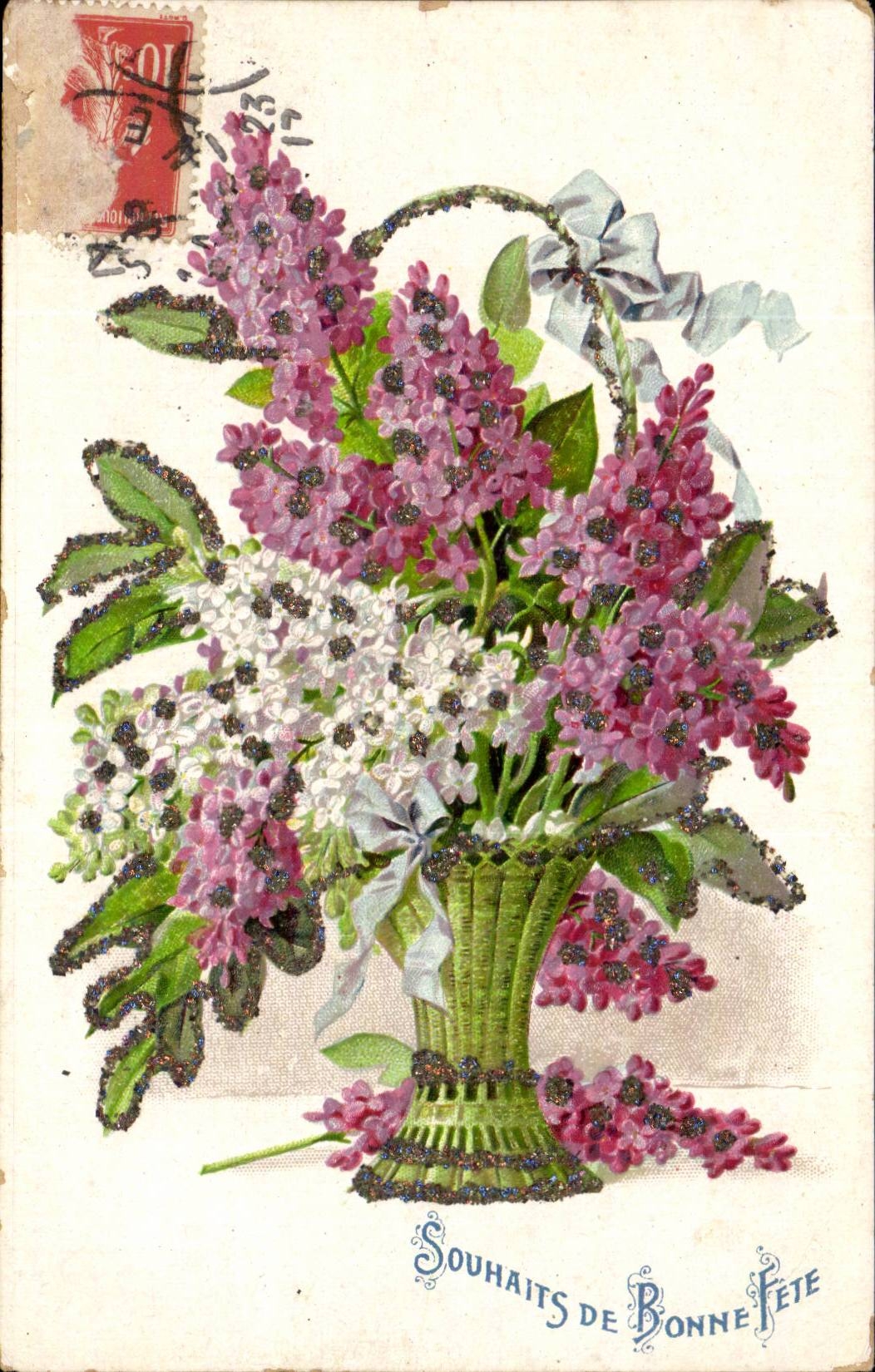 Mazzo di lilac — Auguri per le feste — A. et C. Baudots, Parigi