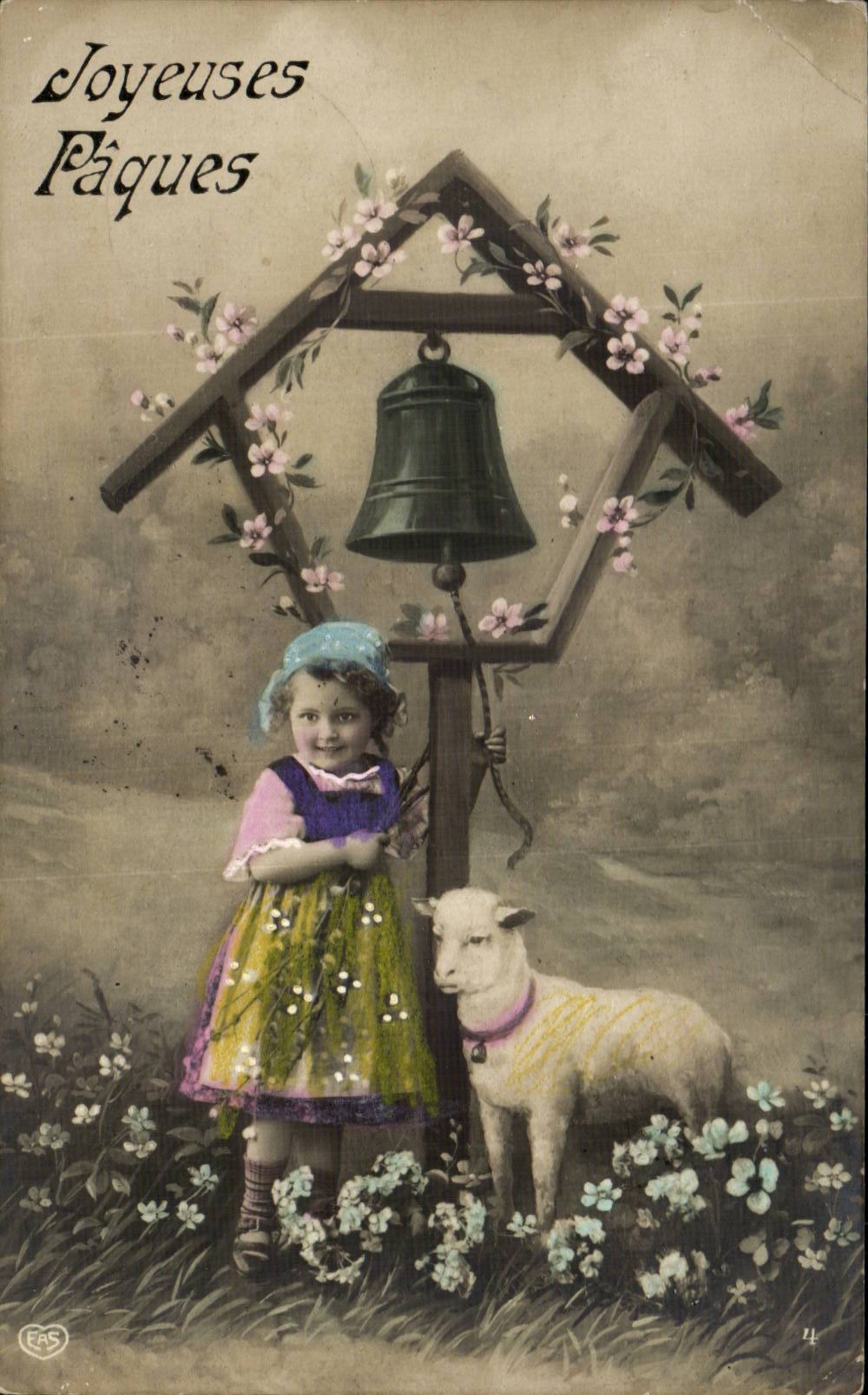 Fetes - Paques - Enfant - Child with lamb - Ostern - CPA 