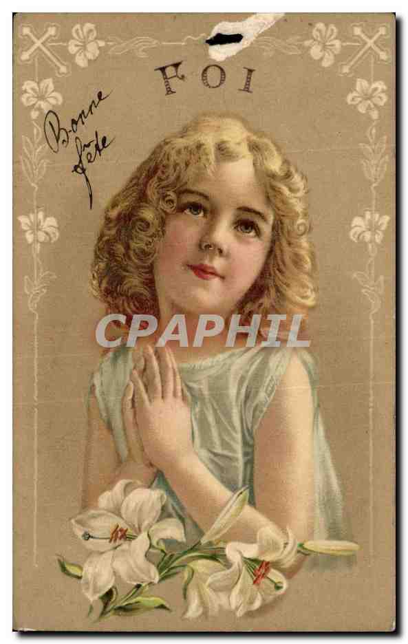 Fantaisie - Enfant - Foi - Little Girl - Faith - CPA 