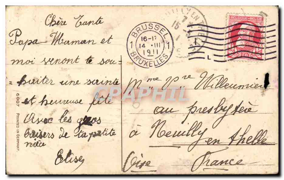 Fantaisie - Enfant - Foi - Little Girl - Faith - CPA  — Verso