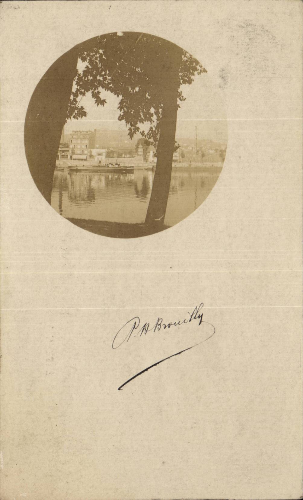 Arbre - Nice vintage scene in circle frame Peniche depart pour Constantine Algerie - CPA 