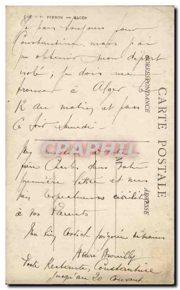 Arbre - Nice vintage scene in circle frame Peniche depart pour Constantine Algerie - CPA  — Rückseite