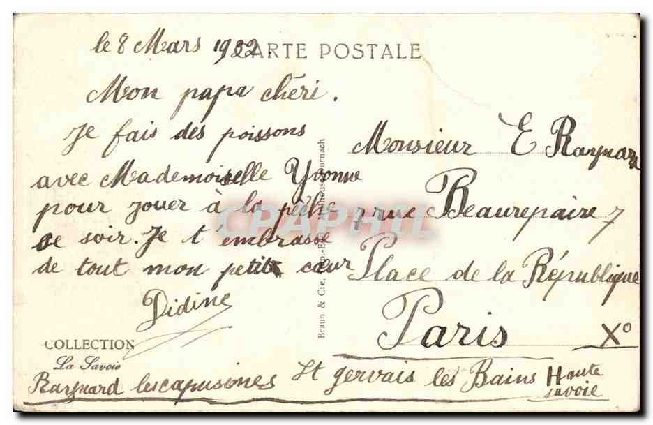 St-Gervais-les-Bains in inverno — Mont Joly — editore Braun & Cie, n° 25150 — Verso