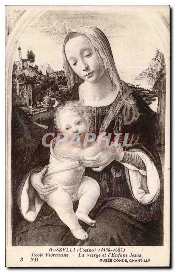 CPA Roselli Ecole florentine La vierge et l'enfant Jesus Musee conde Chantilly