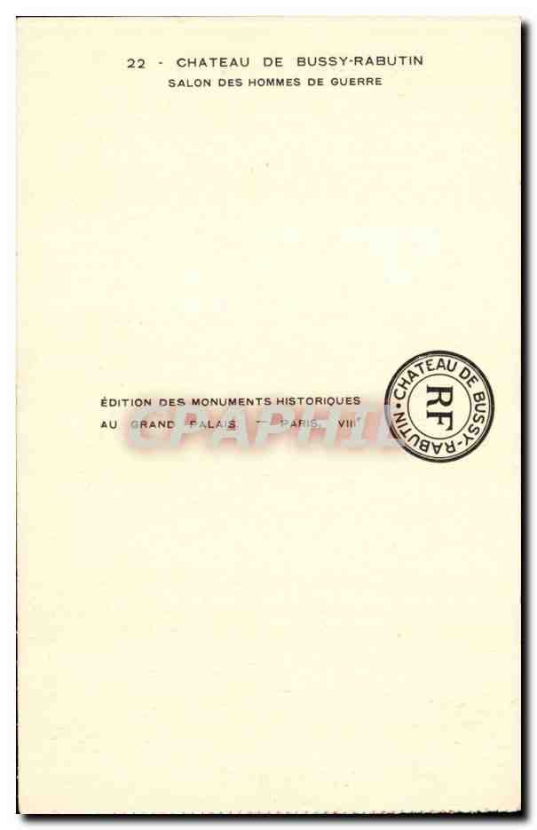 CPA Chateau de Bussy Rabutin Salon des hommes de guerre — Back
