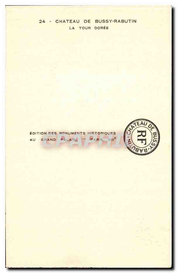Château de Bussy-Rabutin — La Tour Dorée — Édition des Monuments Historiques — Rückseite