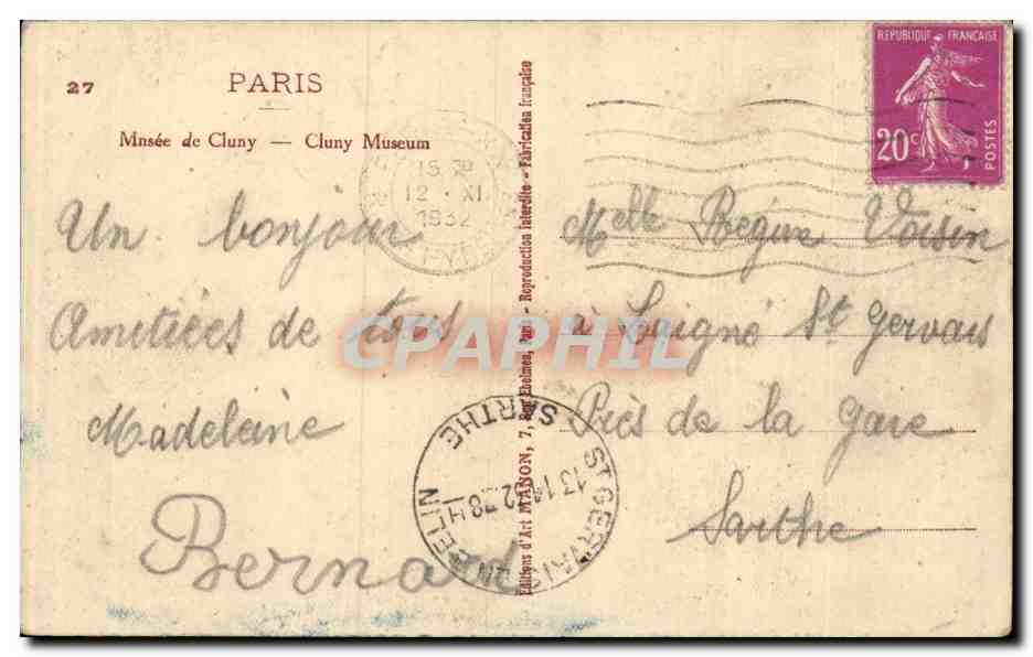 Musée de Cluny — Paris — éditeur Maron n°27 — Reverso
