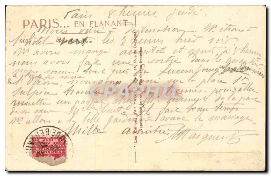 CPA Paris Rue de la Paix — Rückseite