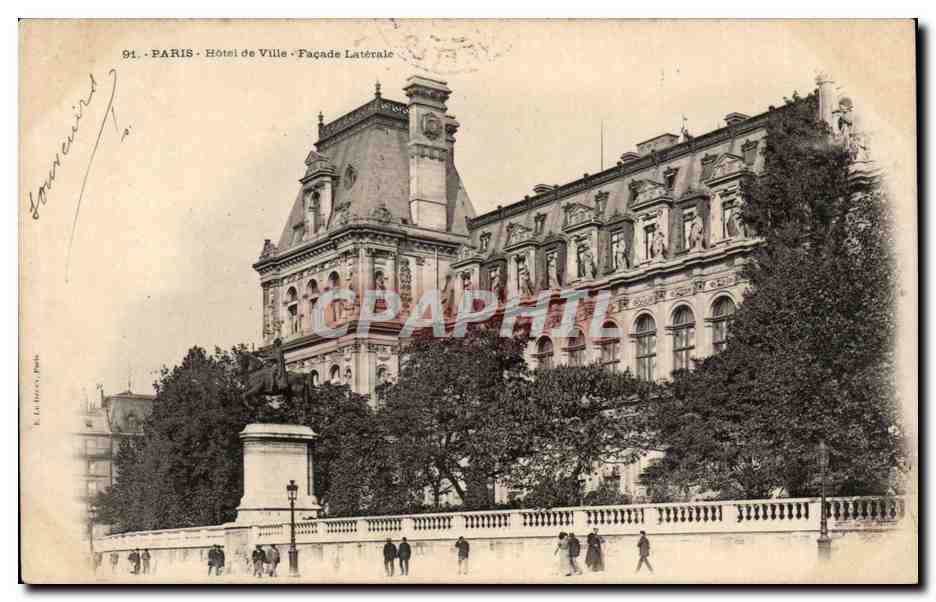 CPA Paris Hotel de ville Facade laterale