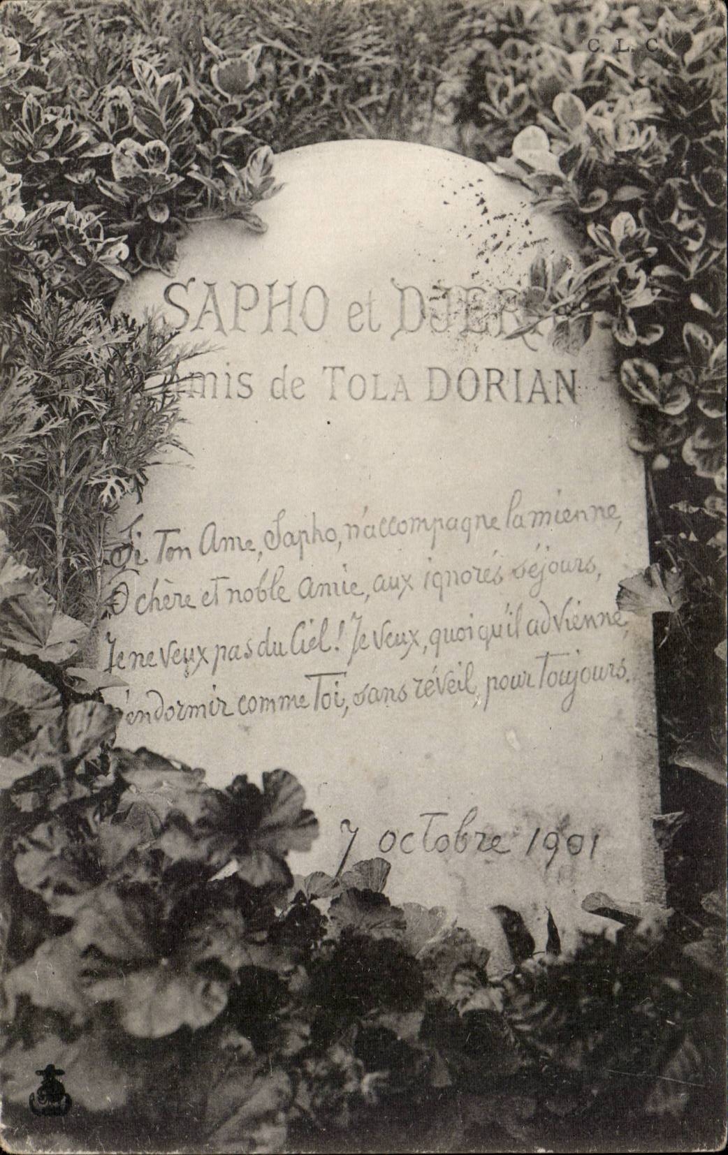 CPA Sapho et Djer Amis de Tola Dorian Tombe 