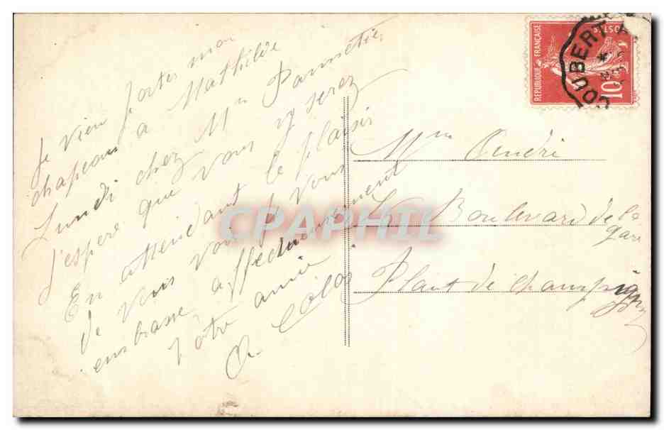 Giovane donna in abito rosa che tiene un cesto di fiori — CPAPHIL n°390 — Verso