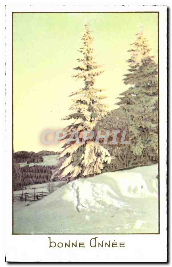 CPA Fantaisie Sapin sous la neige Bonne annee