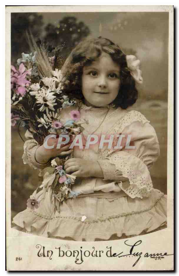 CPA Fantaisie Enfant Un bonjour de Suzanne