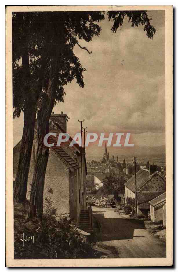 La cathédrale vue du village de Couhard — Autun (S.-et-L.) — Les Editions d'Art Yvoh, Paris