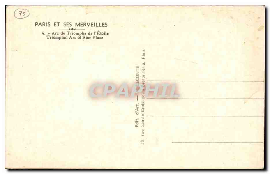 CPM Paris Arc de triomphe de l'etoile — Verso