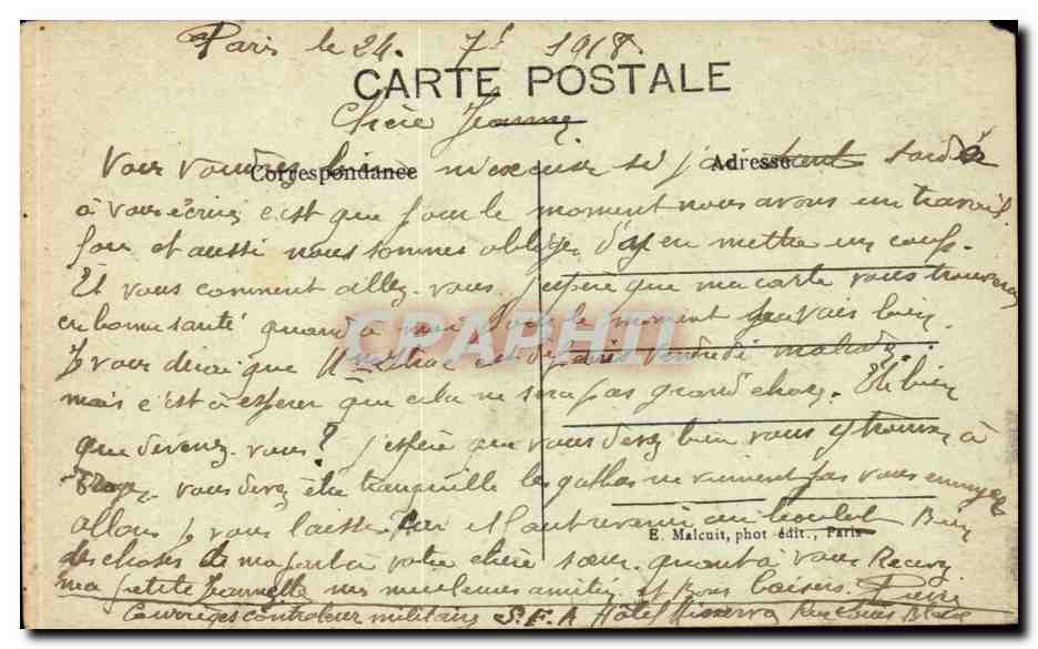 Paris CPA Ecole militaire — Verso