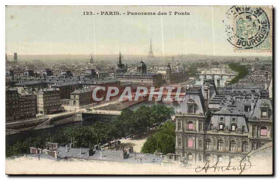 Paris CPA Panorama des sept ponts