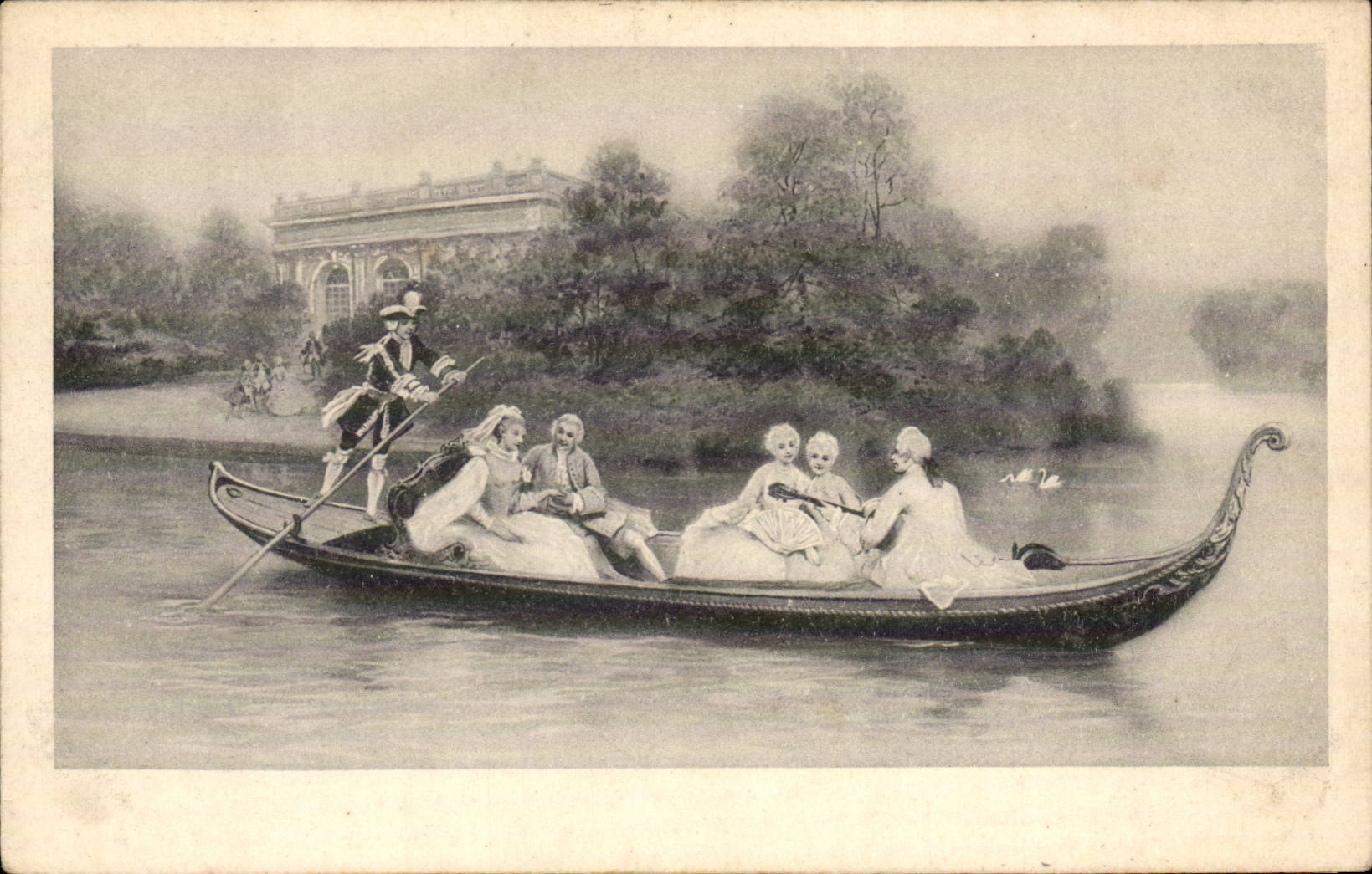 CPA Fantaisie Nobles en barque Gondole