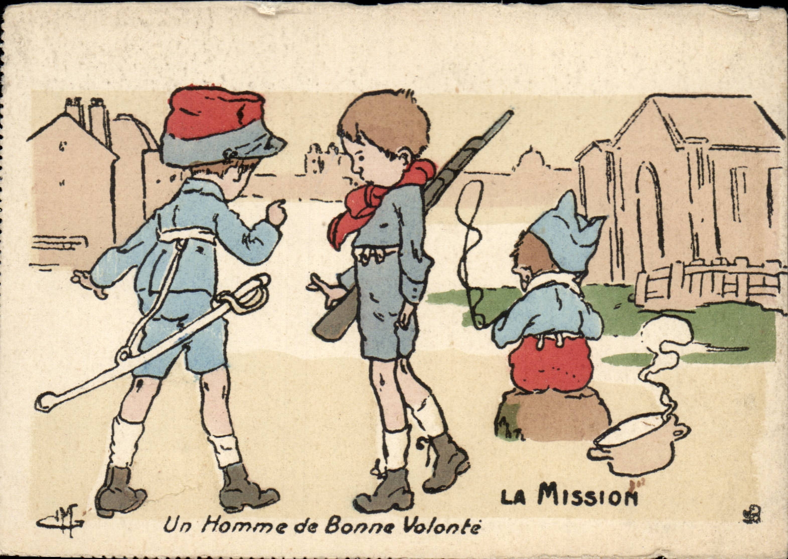 CPA Fantaisie Un homme de bonne volonte La Mission Enfants