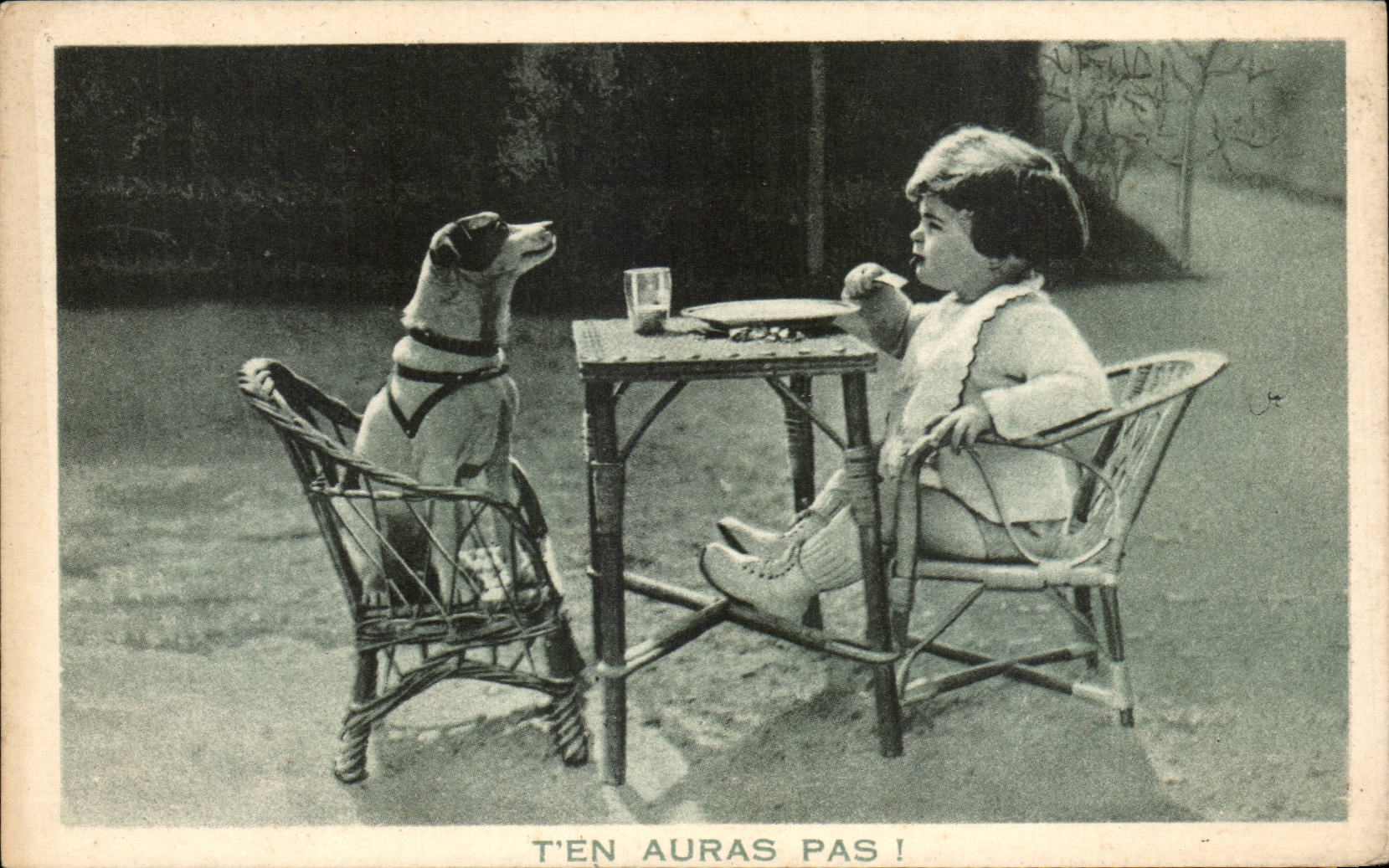 CPA Fantaisie Enfant en chien Dog T'en auras pas !
