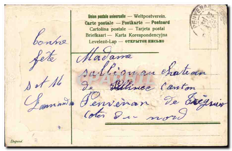 CPA Fantaisie Fleurs Bonne fete — Rückseite