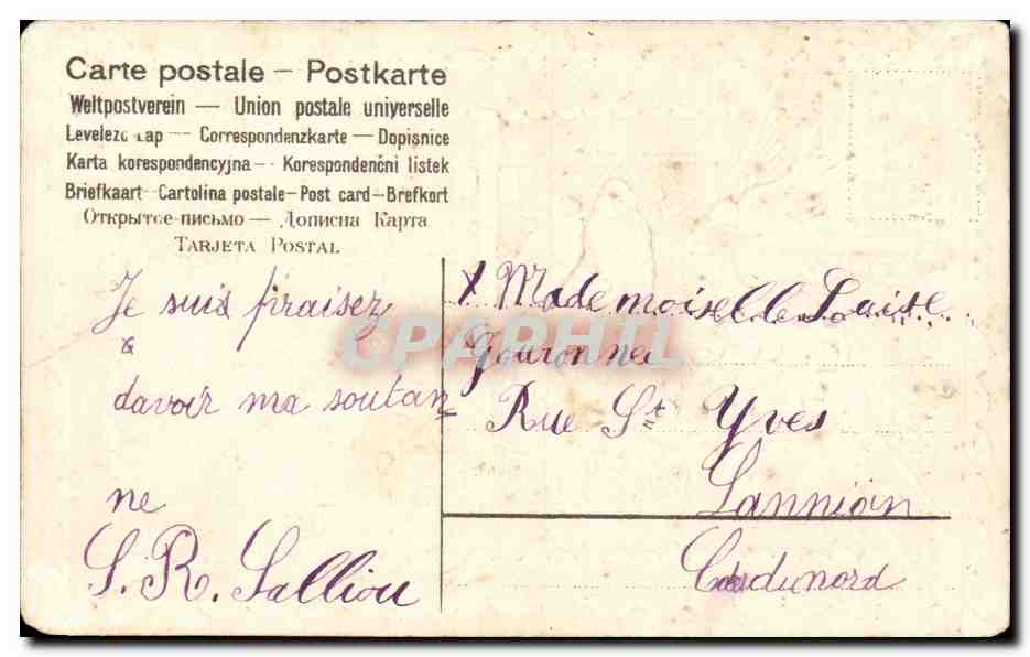 CPA Fantaisie Hirondelles Souvenir d'amitie — Rückseite