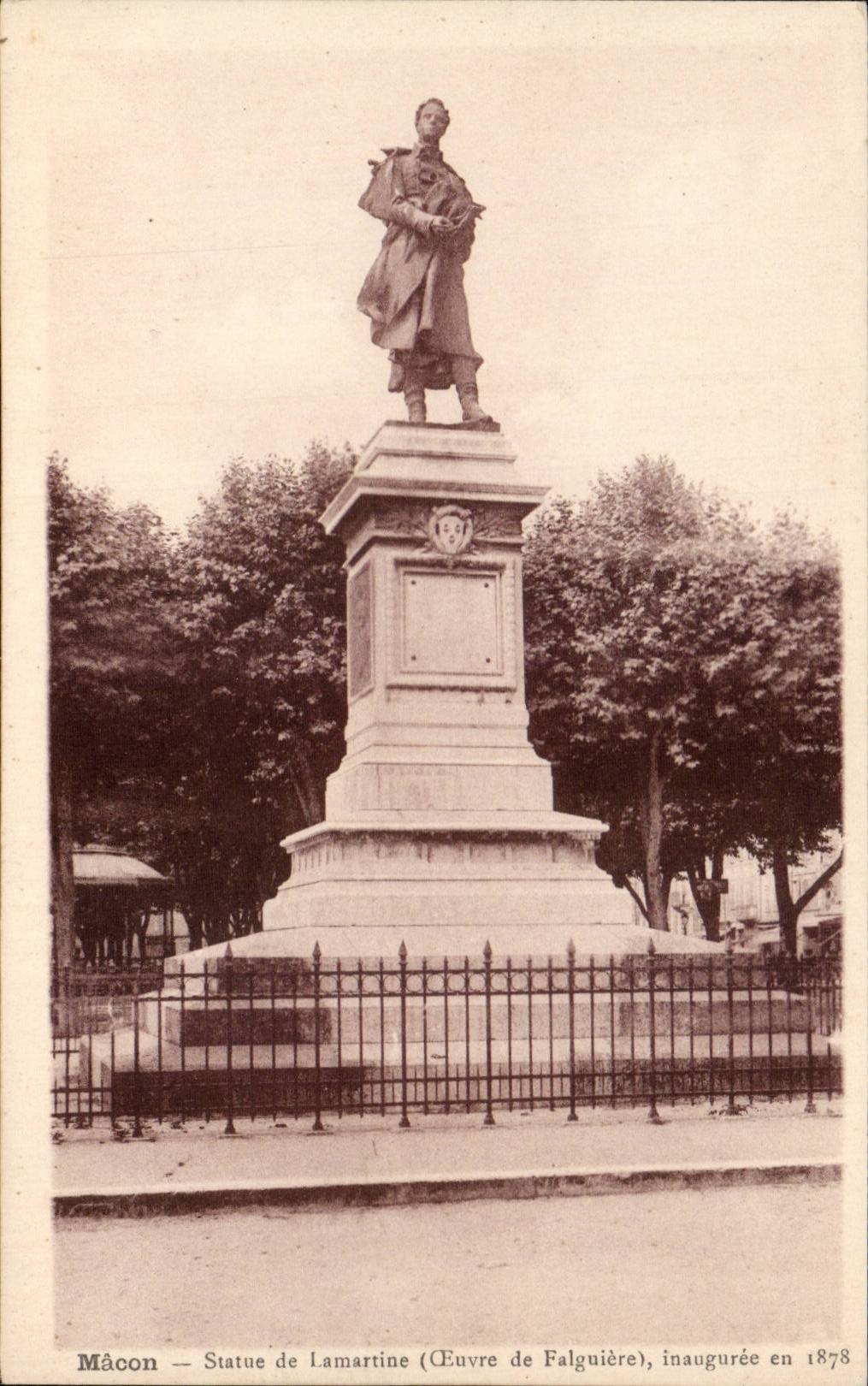 Mâcon — Statue de Lamartine (Œuvre de Falguière), inaugurée en 1878