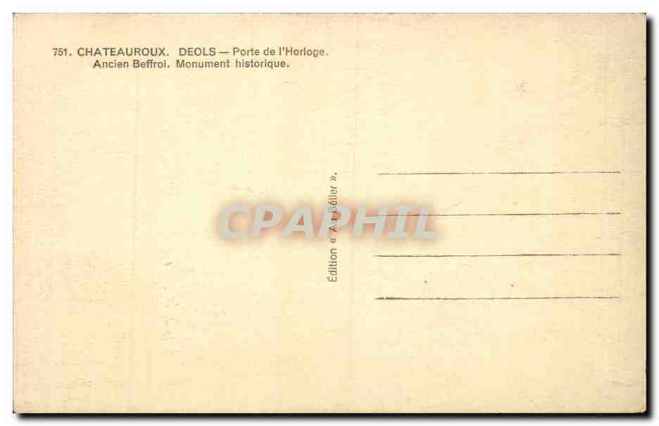 CPA Chateauroux Deols Porte de l'horloge Ancien beffroi  — Rückseite