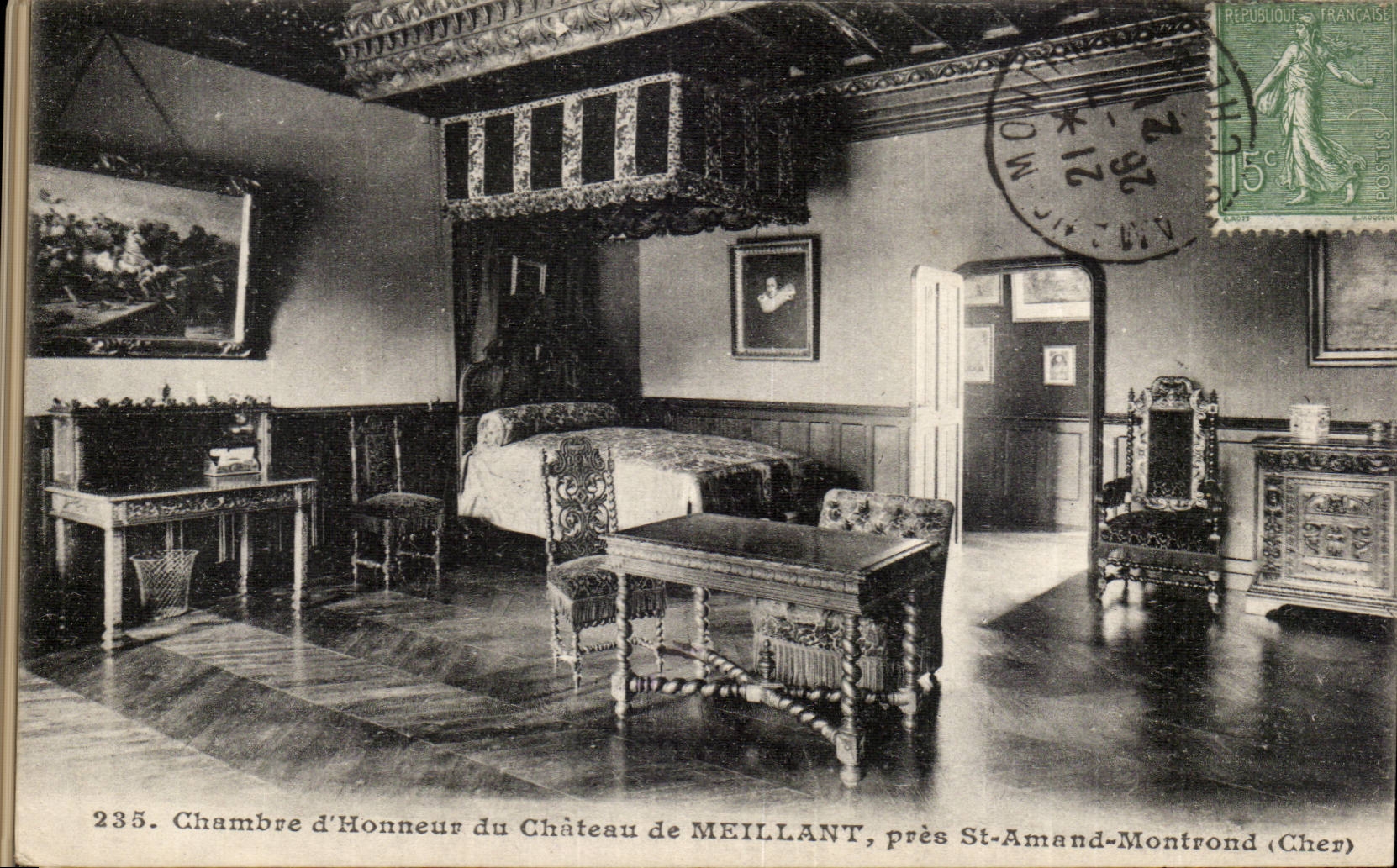 Chambre d'Honneur du Château de MEILLANT, près St-Amand-Montrond (Cher) — n°235 — éditeur B.E.G.