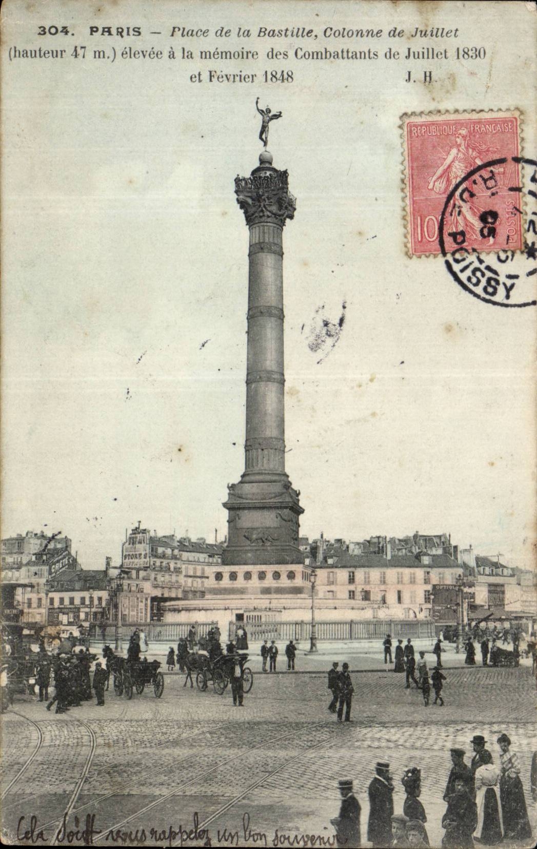 CPA Paris Place de la Bastille Colonne de Juillet 