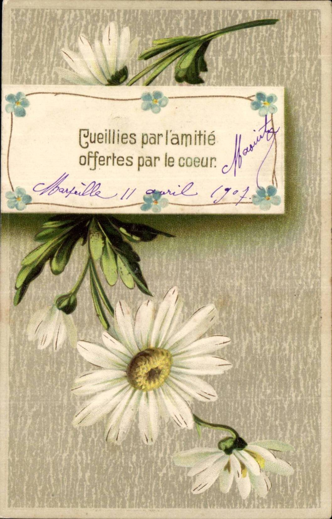 CPA Fantaisie Fleurs en relief