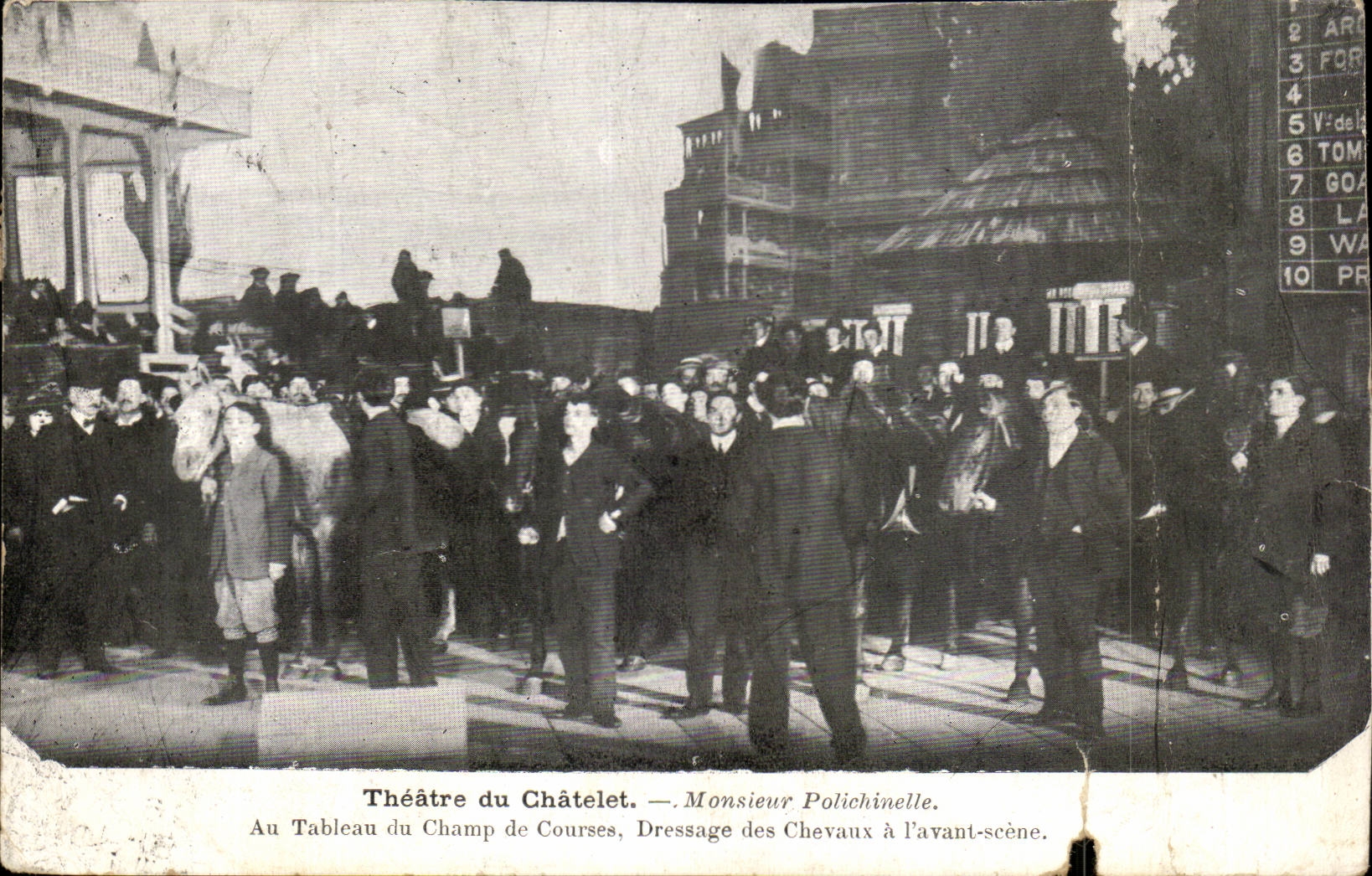 CPA Theatre du Chatelet Monsieur Polichinelle Au tableau du champ de courses dressage des chevaux a l'avant scene
