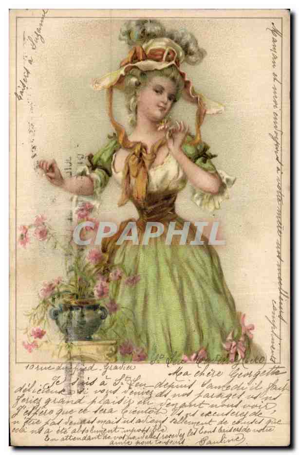 Femme en costume de cour — éditeur inconnu — datée vers 1900