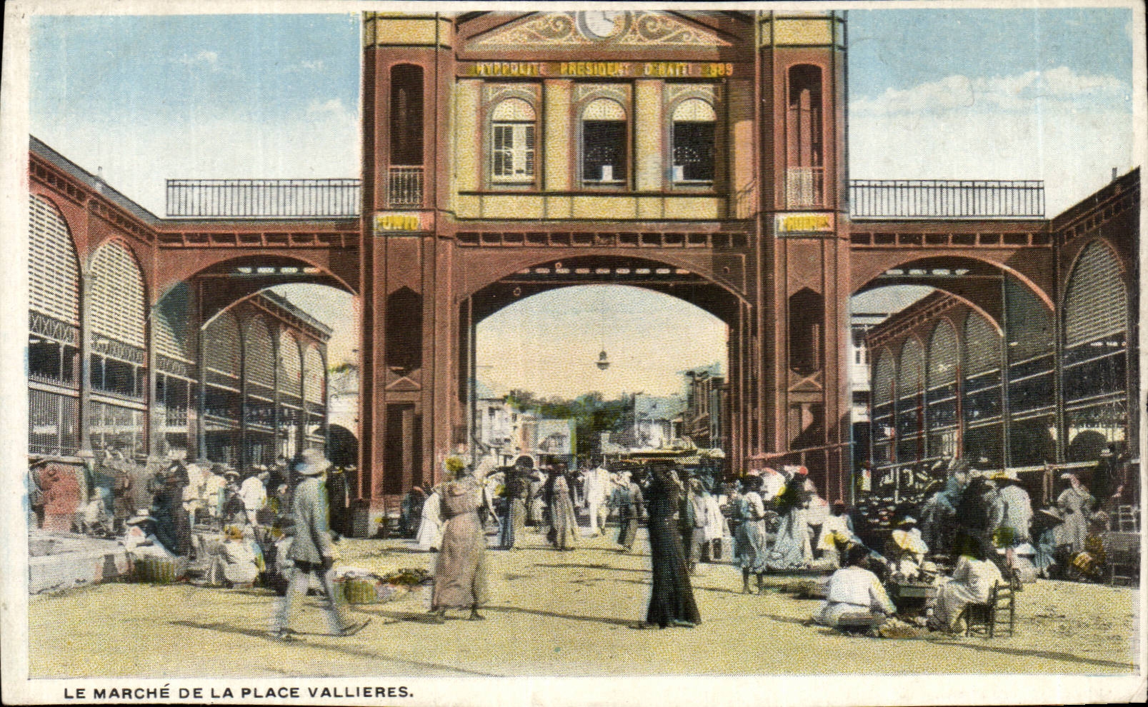 CPA Carte recto verso Le marche de la place Vallieres Un coin du marche Haiti 