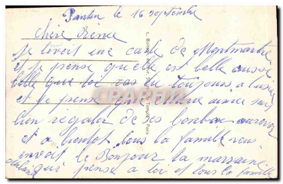 CPA Fantaisie Paris Du Sacre Coeur de Montmartre  — Rückseite