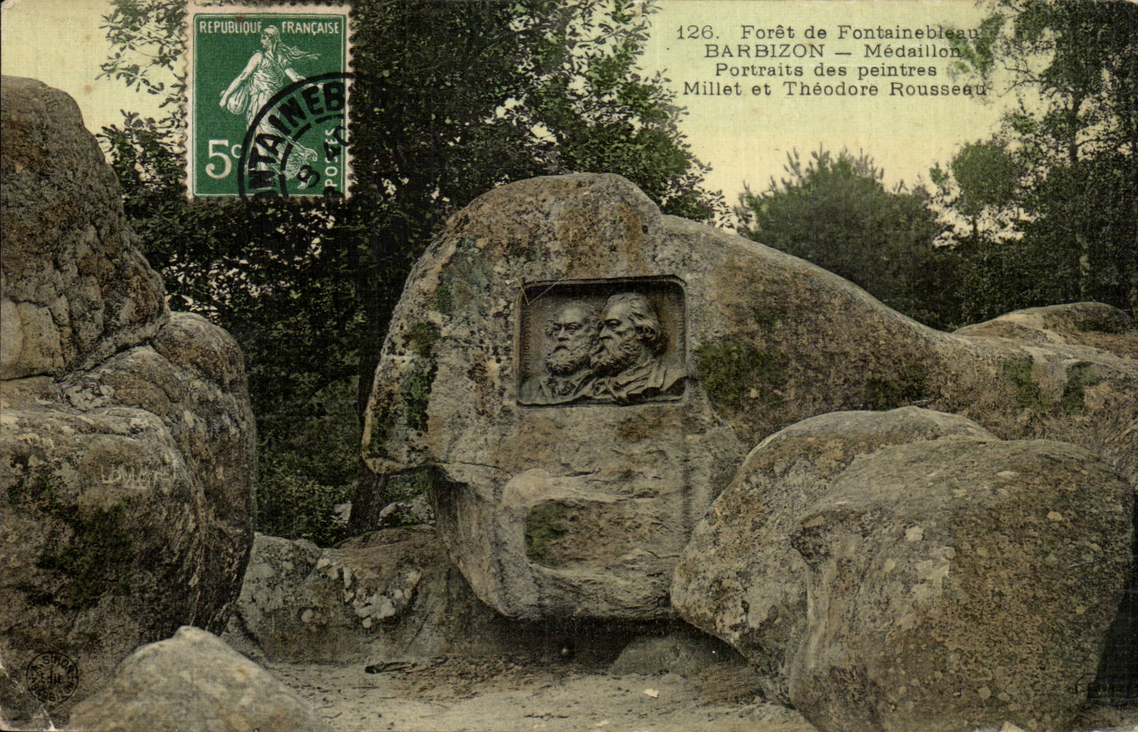 Wald von Fontainebleau — Medaille — Porträts der Maler Millet und Théodore Rousseau