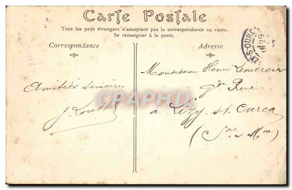 CPA Thiers Les chutes du creux de l'enfer — Rückseite