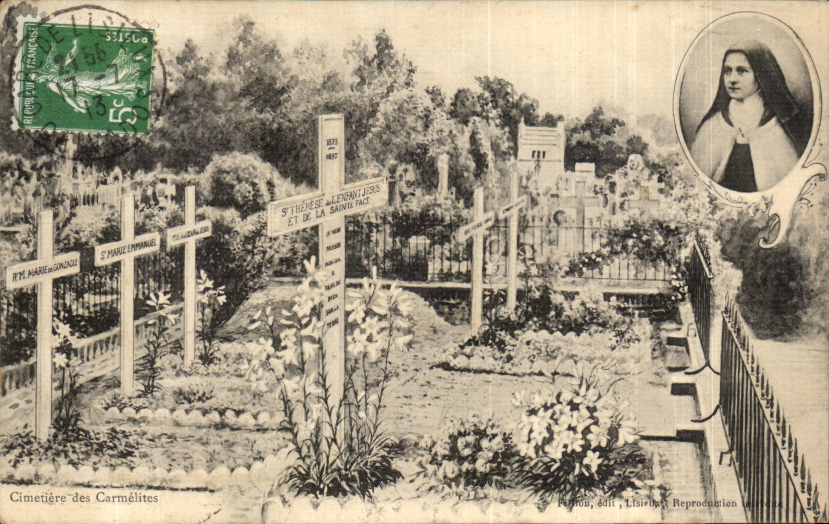 Cimetière des Carmélites — Sainte Thérèse de l'Enfant-Jésus et de la Sainte-Face — éditeur Fillion, Lisieux