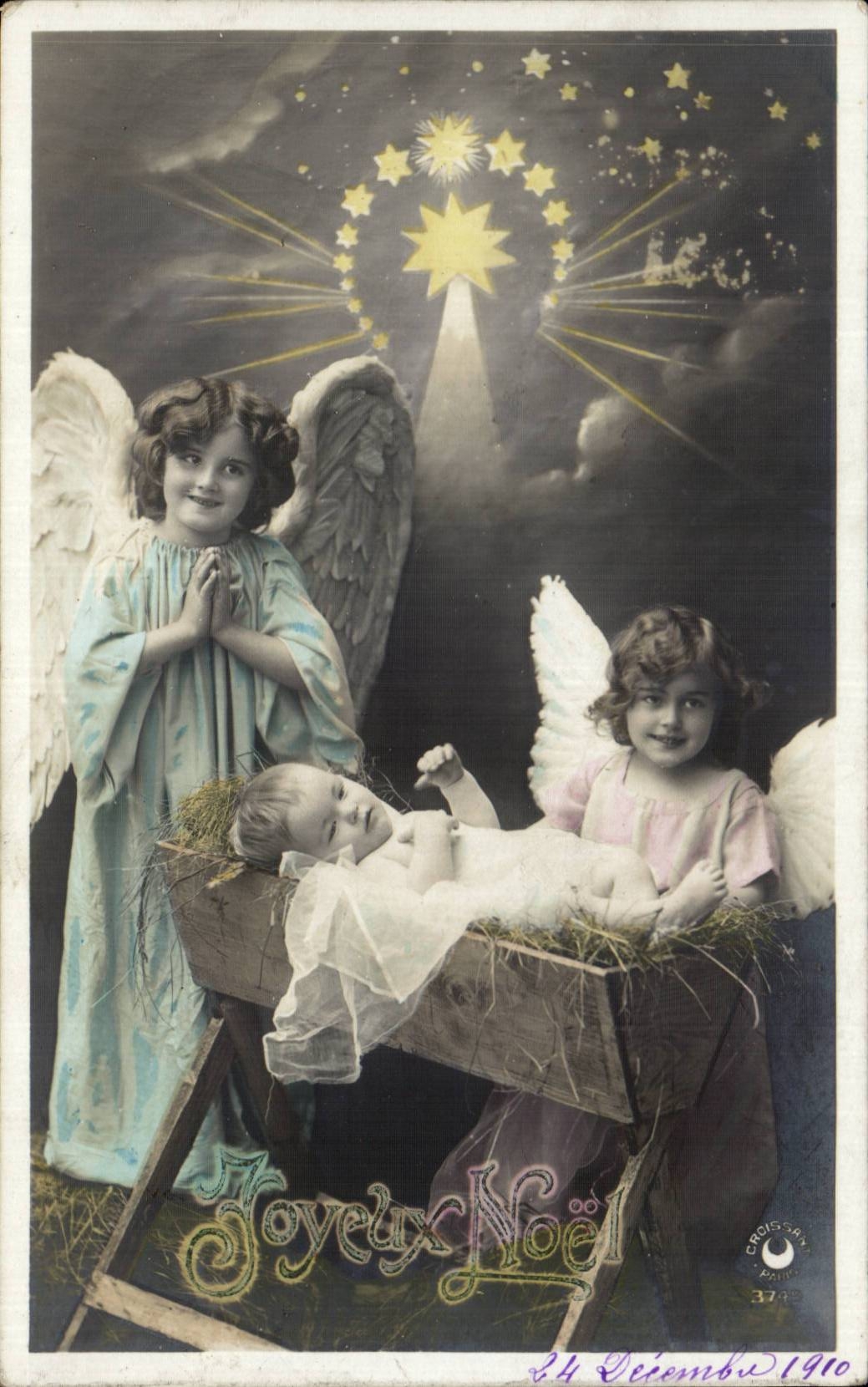 CPA Fantaisie Enfants Ange Angel Joyeux Noel Christmas