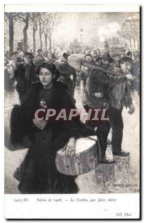 CPA Fantaisie Salon de 1908 Le Trottin par Jules Adler