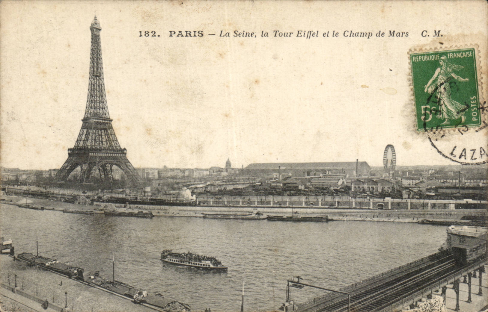 CPA Paris La Seine la tour Eiffel et le Champ de Mars Metro